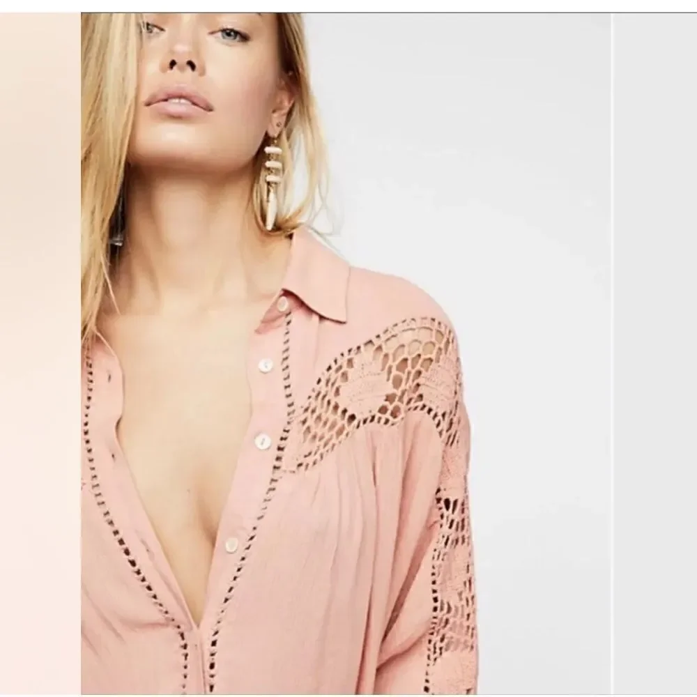 Free People Katie Bird Buttondown Blouse size medium